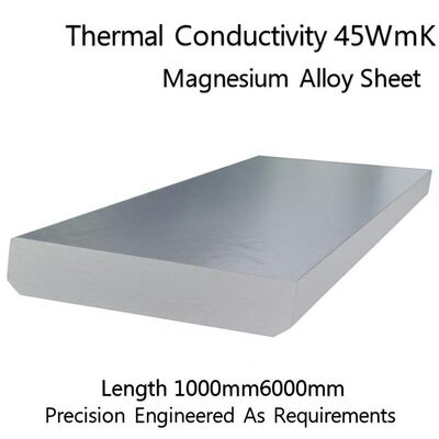 Konduktivitas Termal 45WmK Lembaran Paduan Magnesium Panjang 1000mm-6000mm Direkayasa Presisi Sesuai Persyaratan