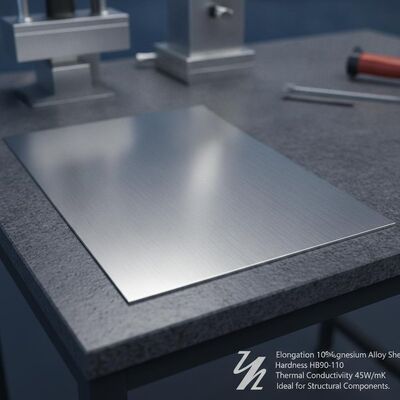 Lembaran Paduan Magnesium dengan Elongasi 10 Persen Menawarkan Kekerasan HB90-110 Konduktivitas Termal 45W per Meter Kelvin Ideal untuk Komponen Struktural