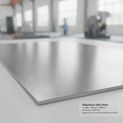 Lembaran Logam Paduan Magnesium Panjang 1000mm 6000mm Memberikan Kekerasan HB90 110 Cocok untuk Bagian Struktural dan Mekanis